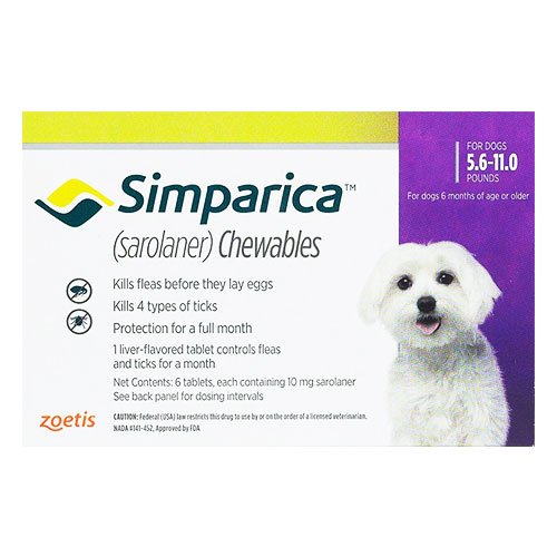 Simparica Flea & Tick Chewables for Dogs 5.6-11 lbs (Purple)