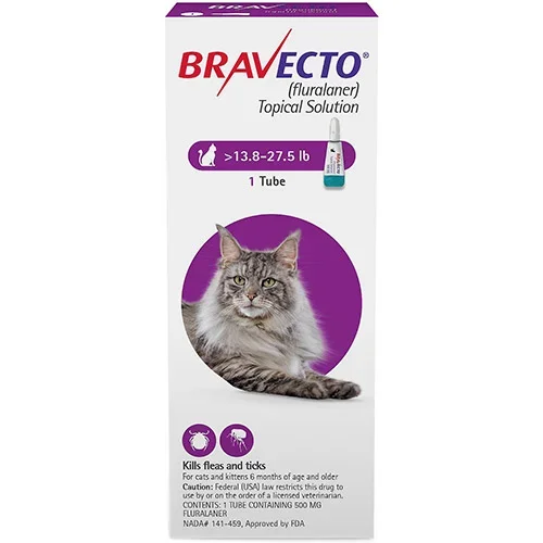 Bravecto Spot On for Large Cats 13.8 lbs - 27.5 lbs (Purple)