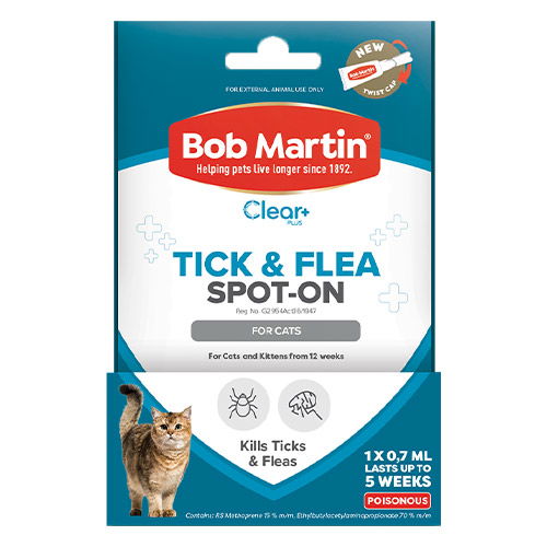 Bob Martin Clear Ticks & Fleas Spot On for Cats