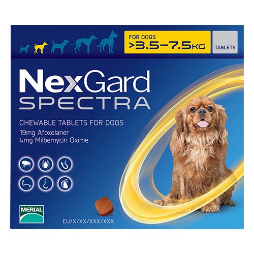 Nexgard Spectra for Small Dogs 7.7-16.5 lbs Yellow