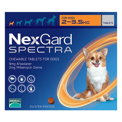 Nexgard Spectra XSmall Dog 4.4-7.7 lbs Orange
